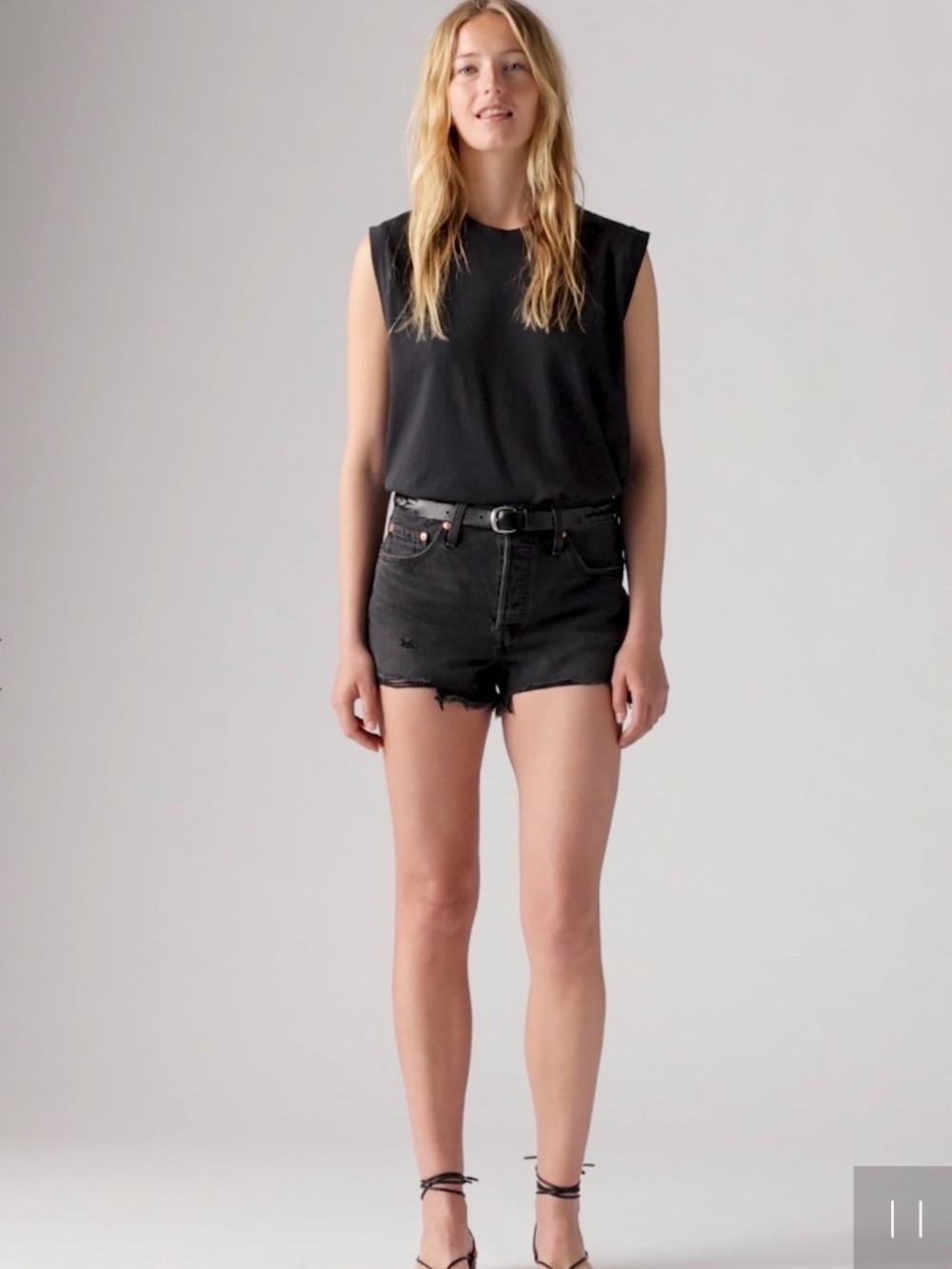 Levi's 501 Original High Rise Cutoff Denim Shorts NWT - Black - Size 26